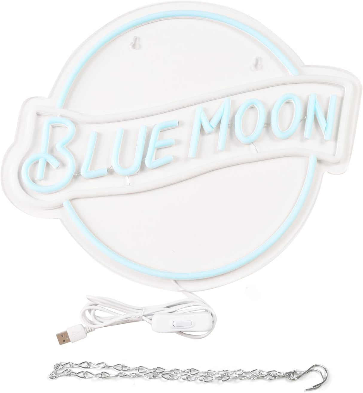 Crs Light Neon Signs 17 * 11 Inch(Azure+red+white) + Blue Moon Neon Signs 14 * 12.2 Inch(Azure+white)