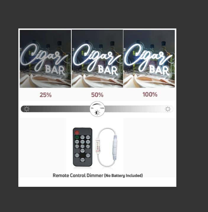 Cigar Bar Neon Sign Tabletop, White Wedding LED Neon Light with Stand, Handmade Cigar Bar