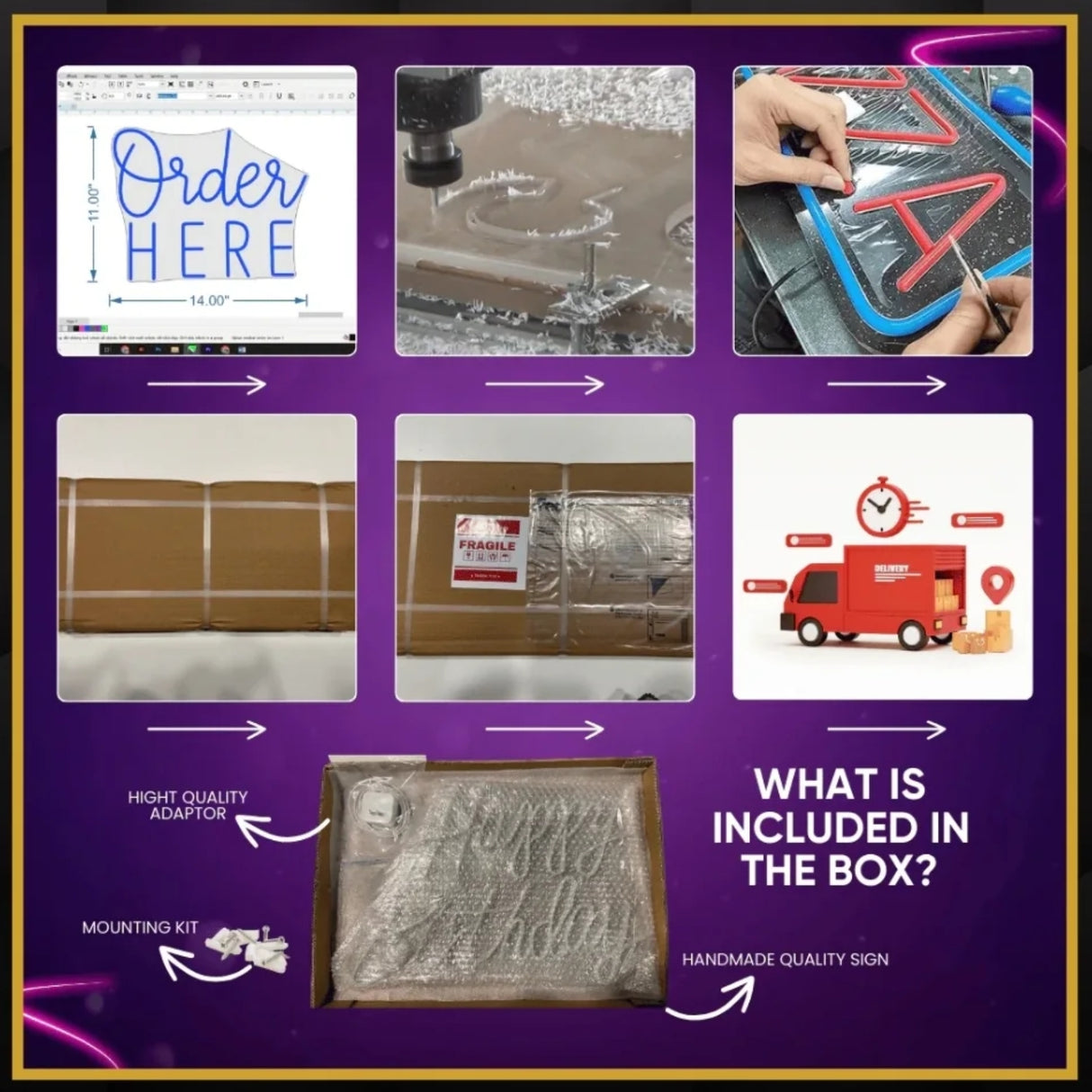 Fried Chicken UV Neon Sign