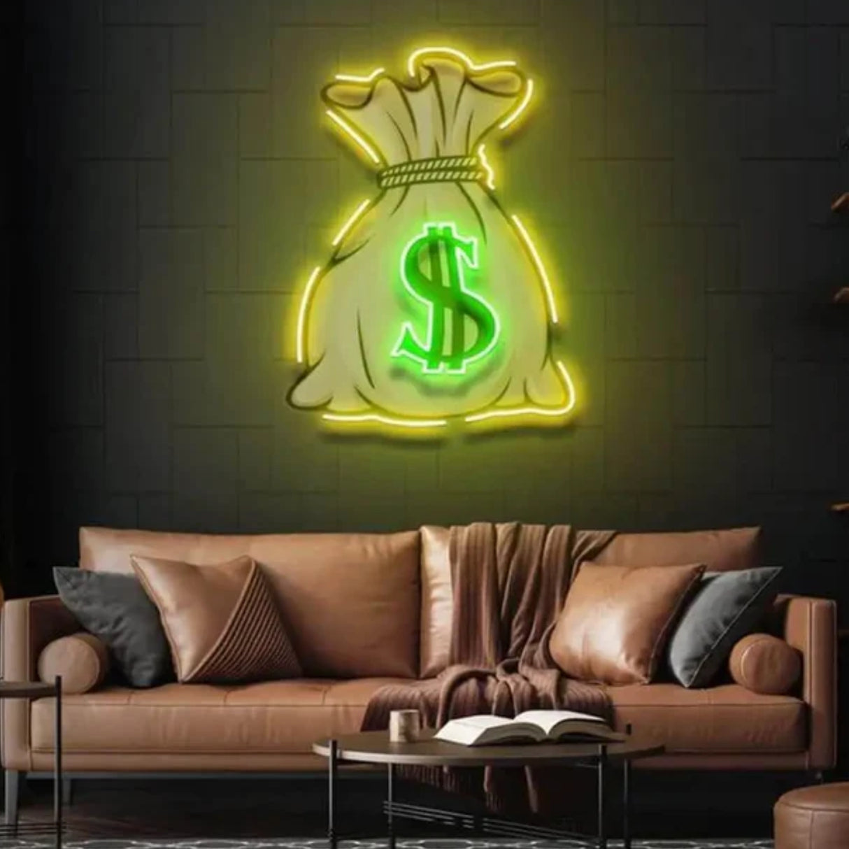 Money Bag UV LED Neon Sign 💰 – Light Up Your Wealthy Vibes!
