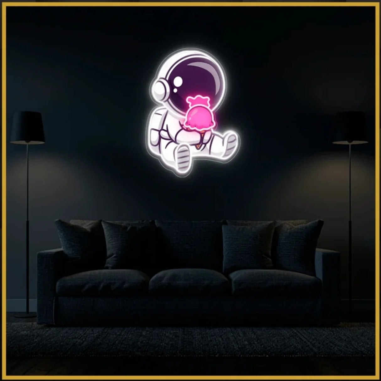 Astronaut Eating Ice Cream UV Neon Sign