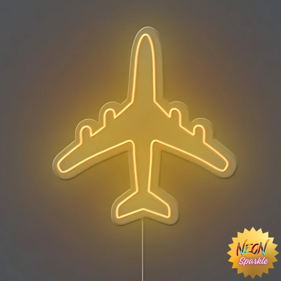 Airplane Neon Sign - Travel-Inspired LED Decor by Neon Sparkle