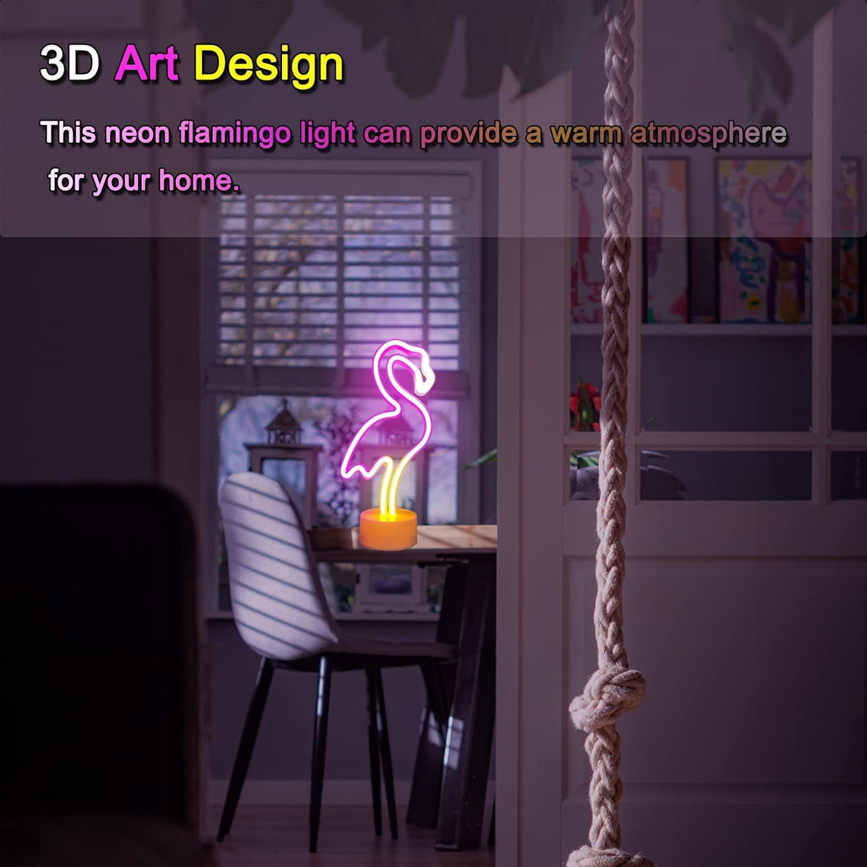 Flamingo Neon Sign, Pink Flamingos LED Neon Light Sign for Women USB/Battery Operated