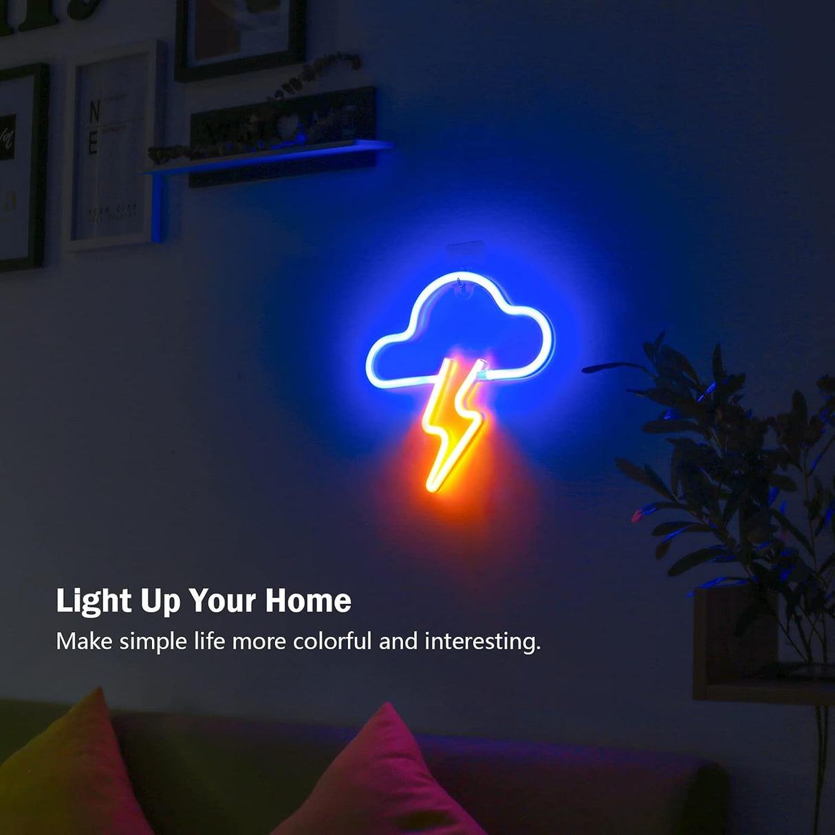 Neon Sign LED Cloud Lightning Neon Signs for Wall Decor Hanging Neon Light Battery or USB Powered