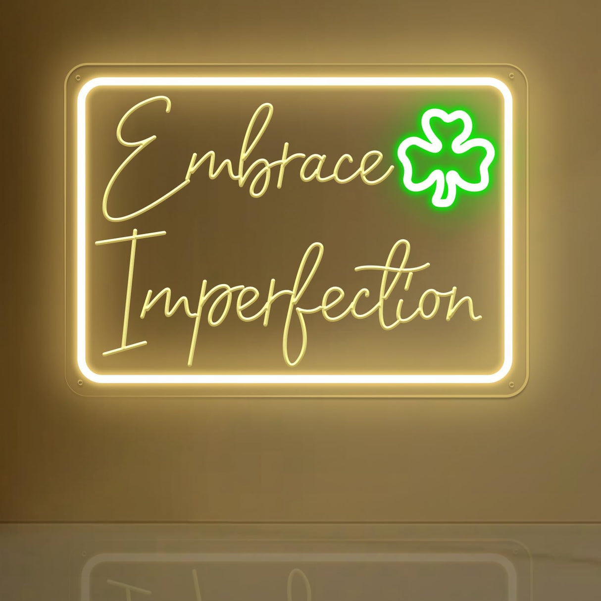 Clover - 13"x18" Warm White Green LED Light for Bedroom Home Office Mental Health Party Decor