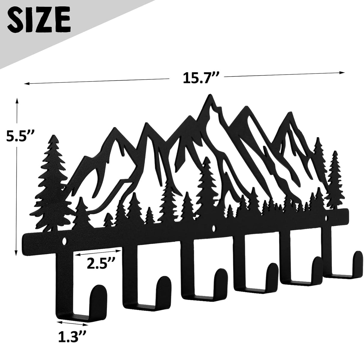 Qmetalart Mountain Metal Coat Racks Wall Mounted Entryway Kitchen Bathroom Storage Organizer
