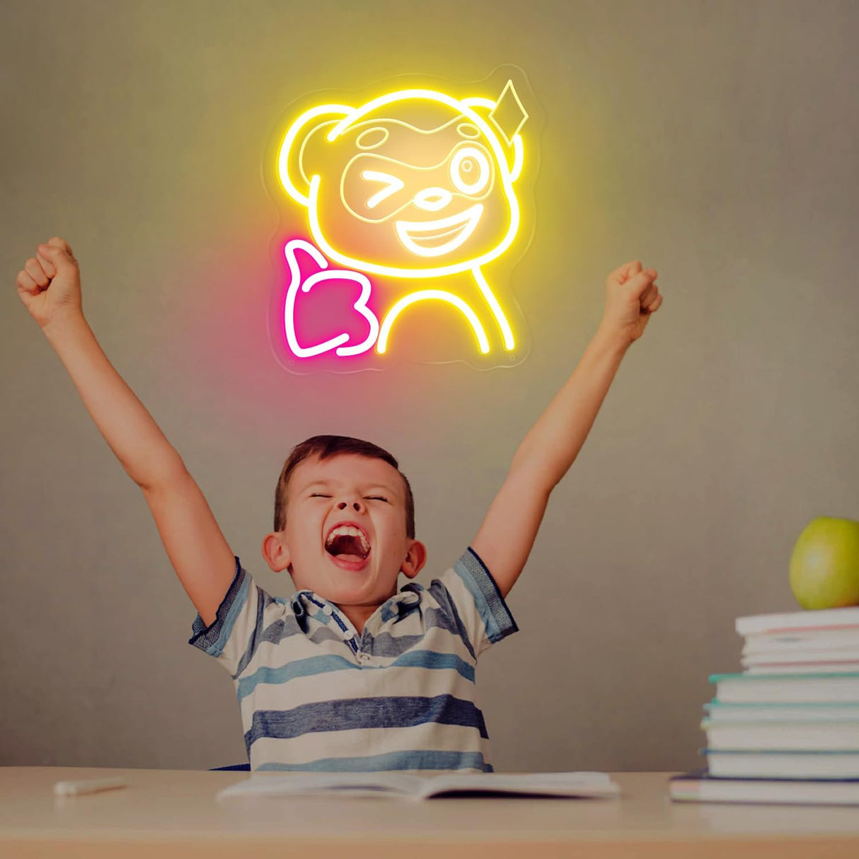 Thumbs Up LED Wall Light, 12x11 Inch USB-Powered Gaming Room Decor, Safe Silicone