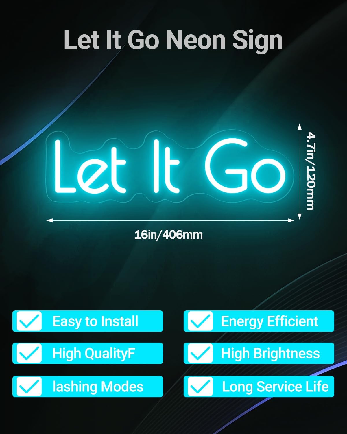 Let it Go Neon Sign for Party Wall Decor LED Sign, USB Powered