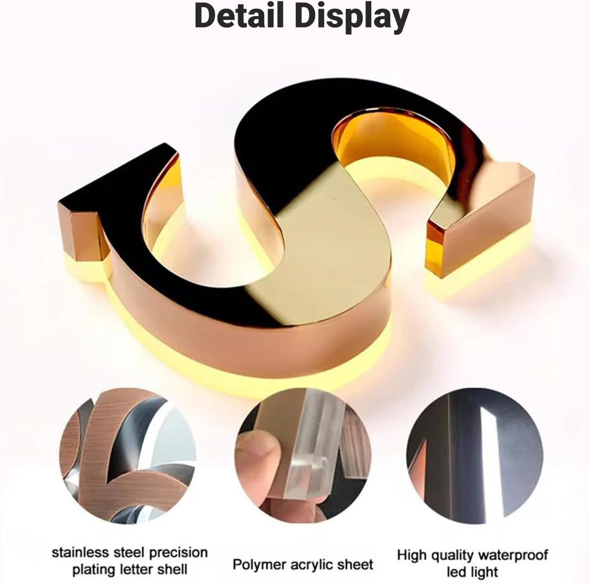 Large Custom Backlit Signage for Business, Handmade 3D Led illuminated Backlit Reverse Channel Letters