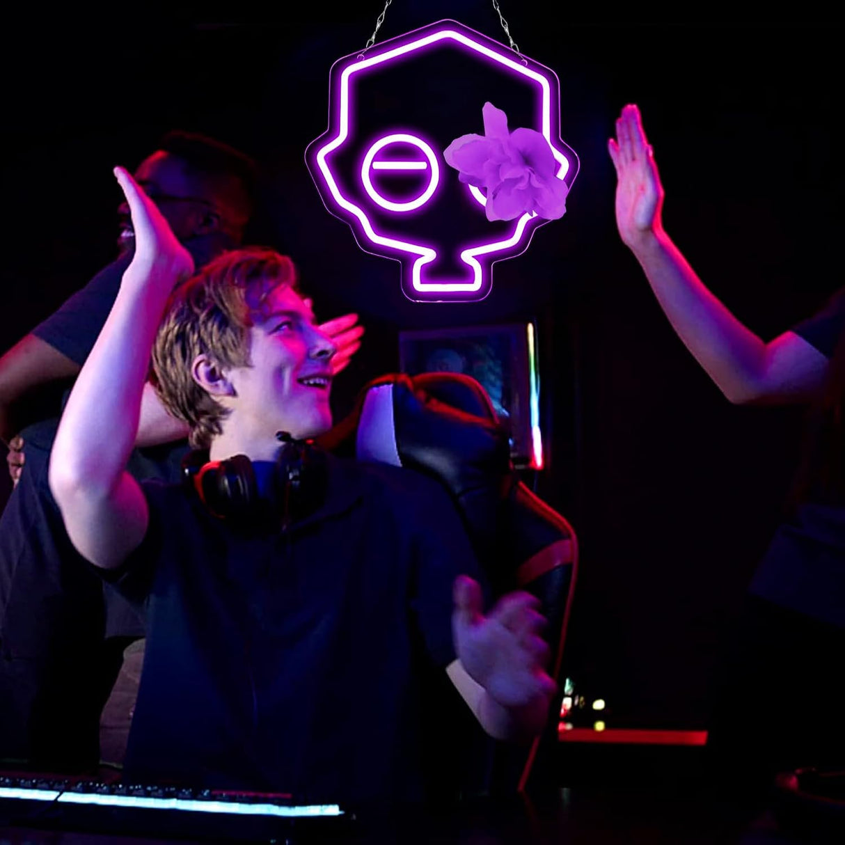 Purple Game Character Neon Signs for Wall Decor Game Logo Neon Lights for Bedroom Led Signs Suitable