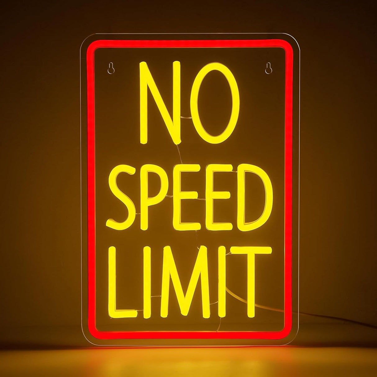 No Speed Limit Neon Sign for Wall Decor, Dimmable Speed Limit Sign in Red Yellow LED Neon