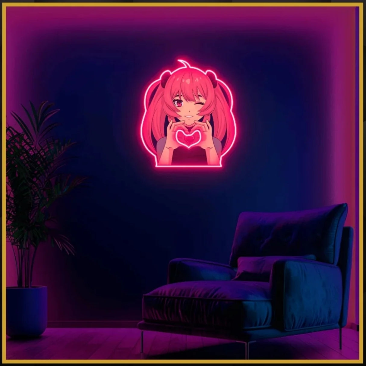Anime Girl UV Neon Sign