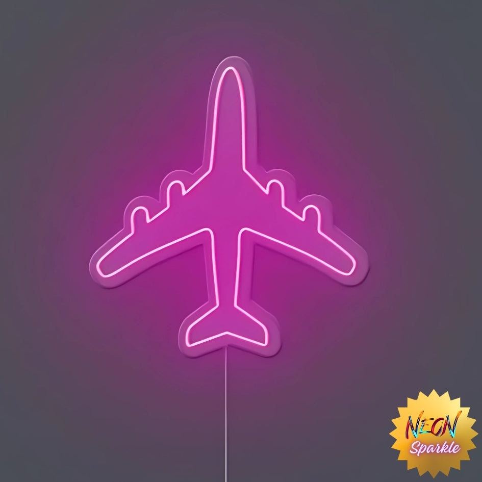 Airplane Neon Sign - Travel-Inspired LED Decor by Neon Sparkle