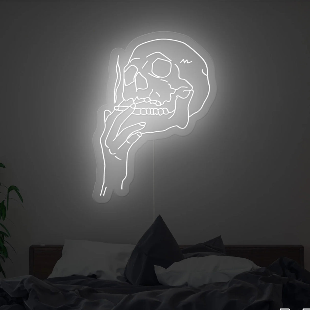 Smoking Skull Neon Sign