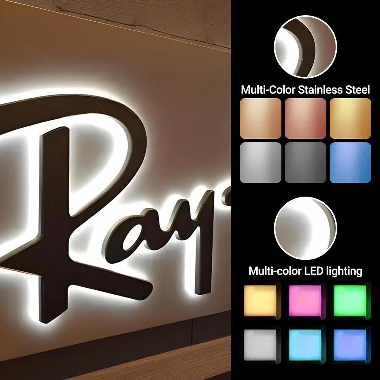 Large Custom Backlit Signage for Business, Handmade 3D Led illuminated Backlit Reverse Channel Letters