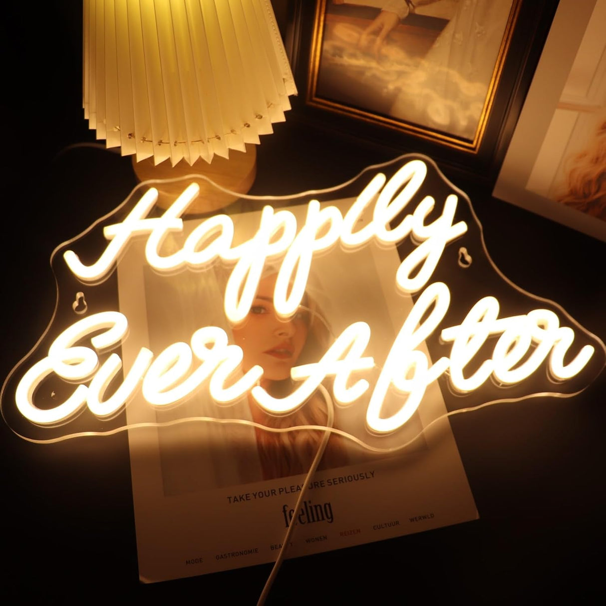 Led Happily Ever After Neon Sign USB Powered with Dimmer Switch Neon Decor Lights