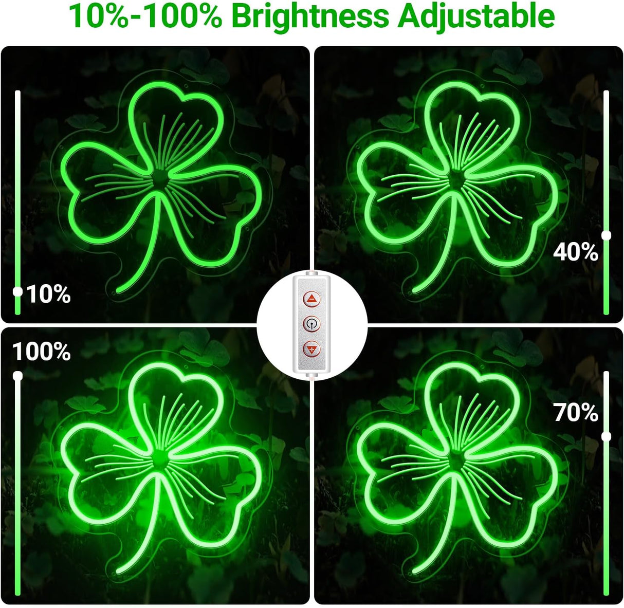 Patrick's Day Party Decoration Gift LED Light, USB Powered Green Clover Shape Wall Decor