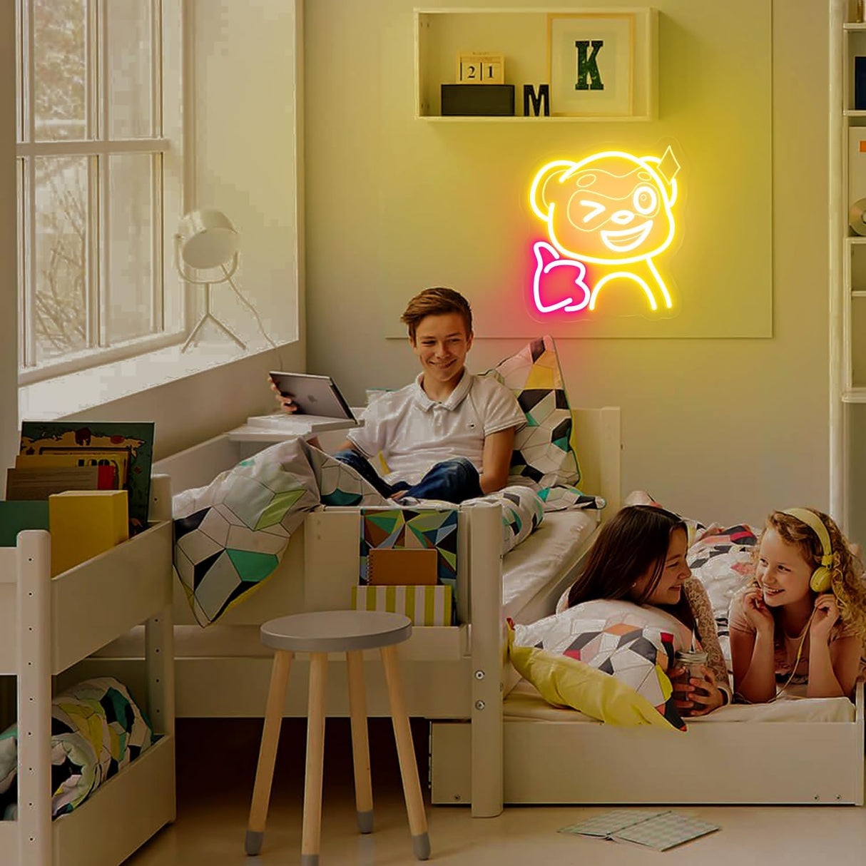 Thumbs Up LED Wall Light, 12x11 Inch USB-Powered Gaming Room Decor, Safe Silicone