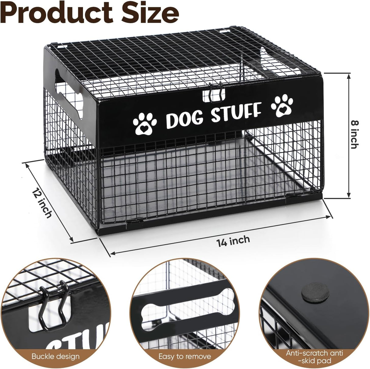Qmetalart Dog Toy Box, Metal Dog Toy Storage Box with Lid, Chew-Resistant Dog Toy Basket, Durable
