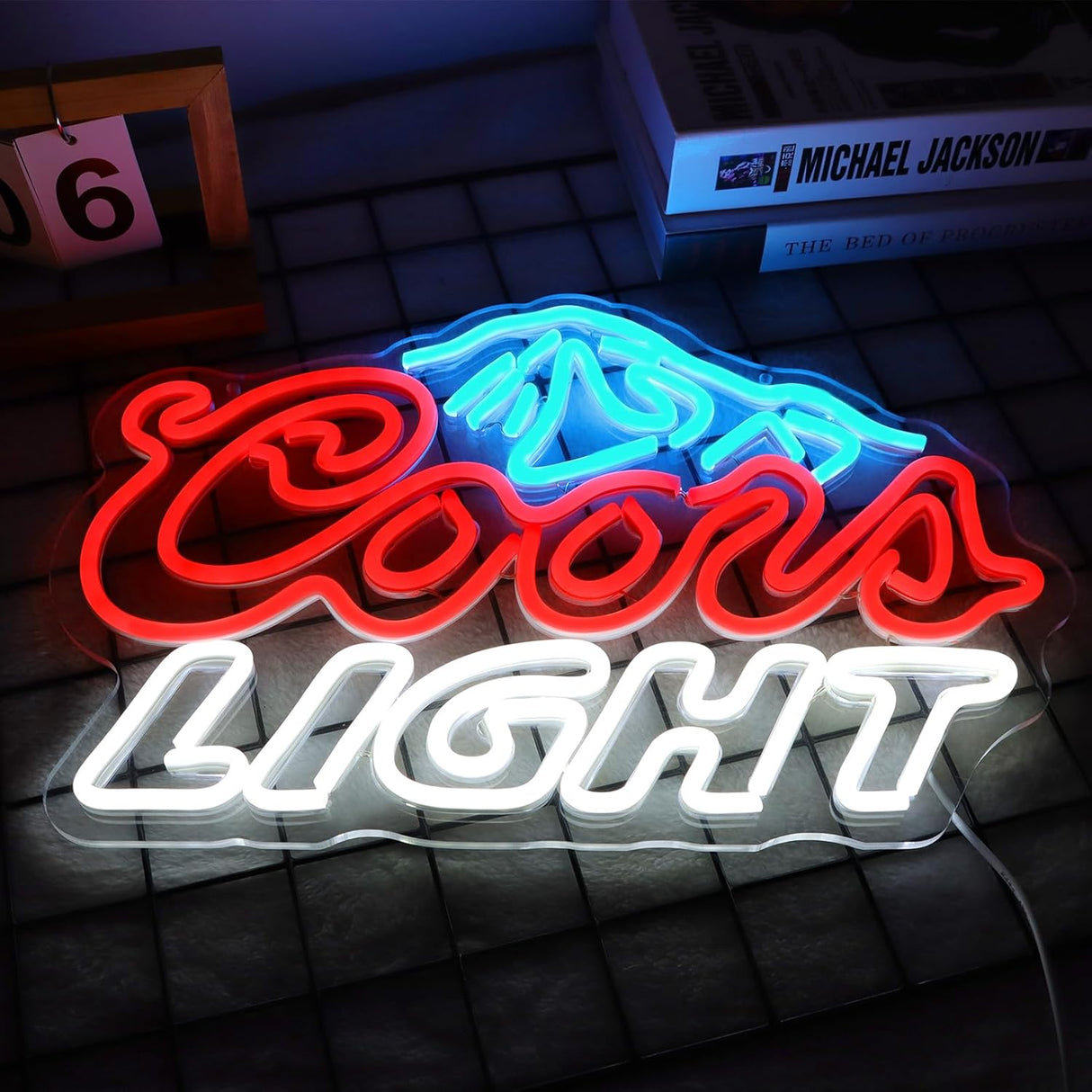 Crs Light Neon Signs 17 * 11 Inch(Azure+red+white) + Blue Moon Neon Signs 14 * 12.2 Inch(Azure+white)