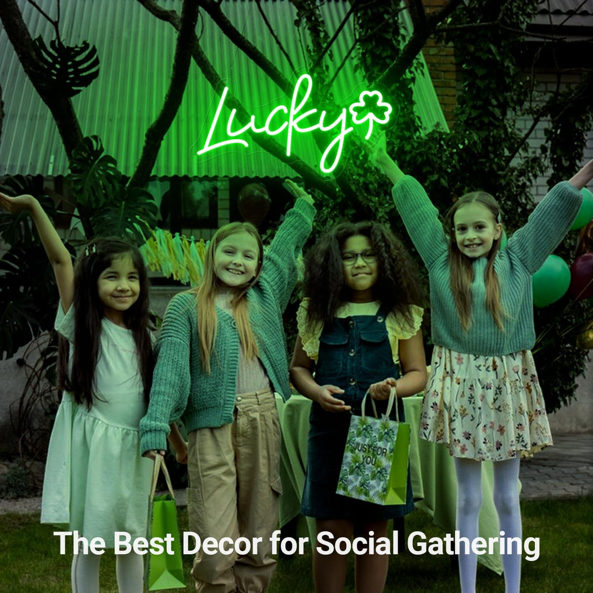 Lucky Shamrock Neon Sign Party Wall Decor LED Sign for St. Patrick's Day Gift, USB Powered