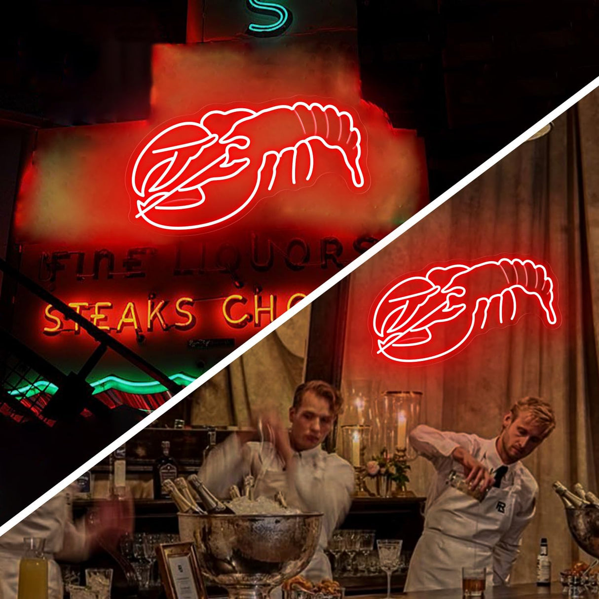Lobster Neon Sign - Handcrafted LED Wall Art Neon Light for Restaurants,