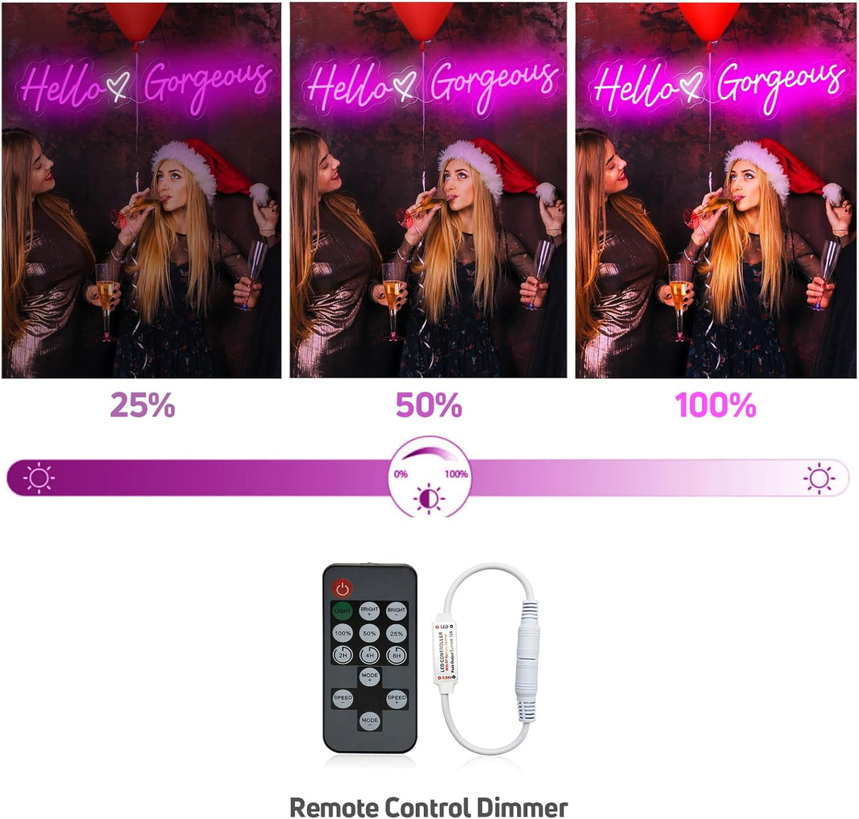 30 Inch Large Hello Gorgeous Neon Sign, 12V Pink Hello Beautiful Led Neon Light for Wedding