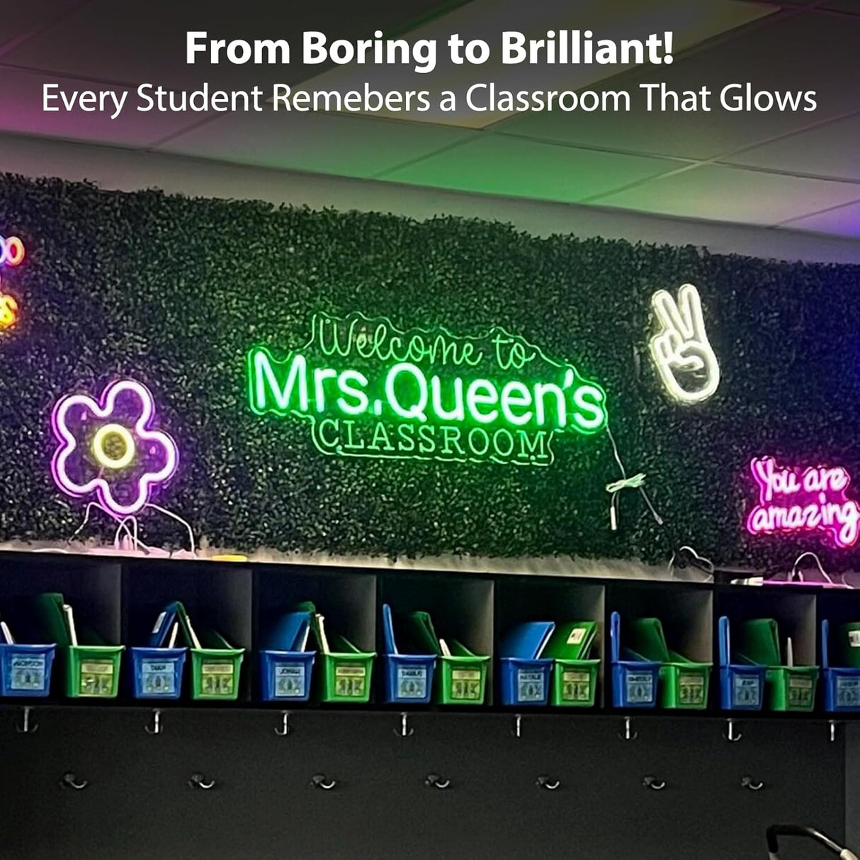 Teacher Name Neon Sign for Classroom, Personalized Welcome to Teacher's Classroom Led Light