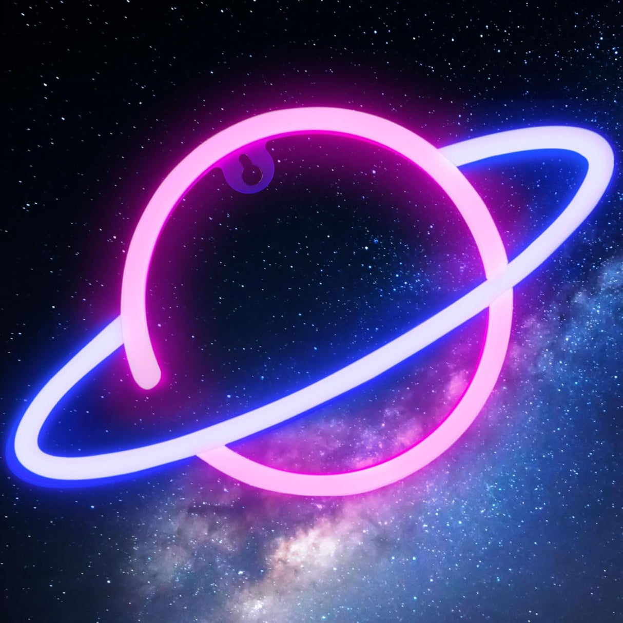 Planet Led Sign for Wall Decor, USB or Battery Operated Pink/Blue Planet Led Neon Light for Bedroom,