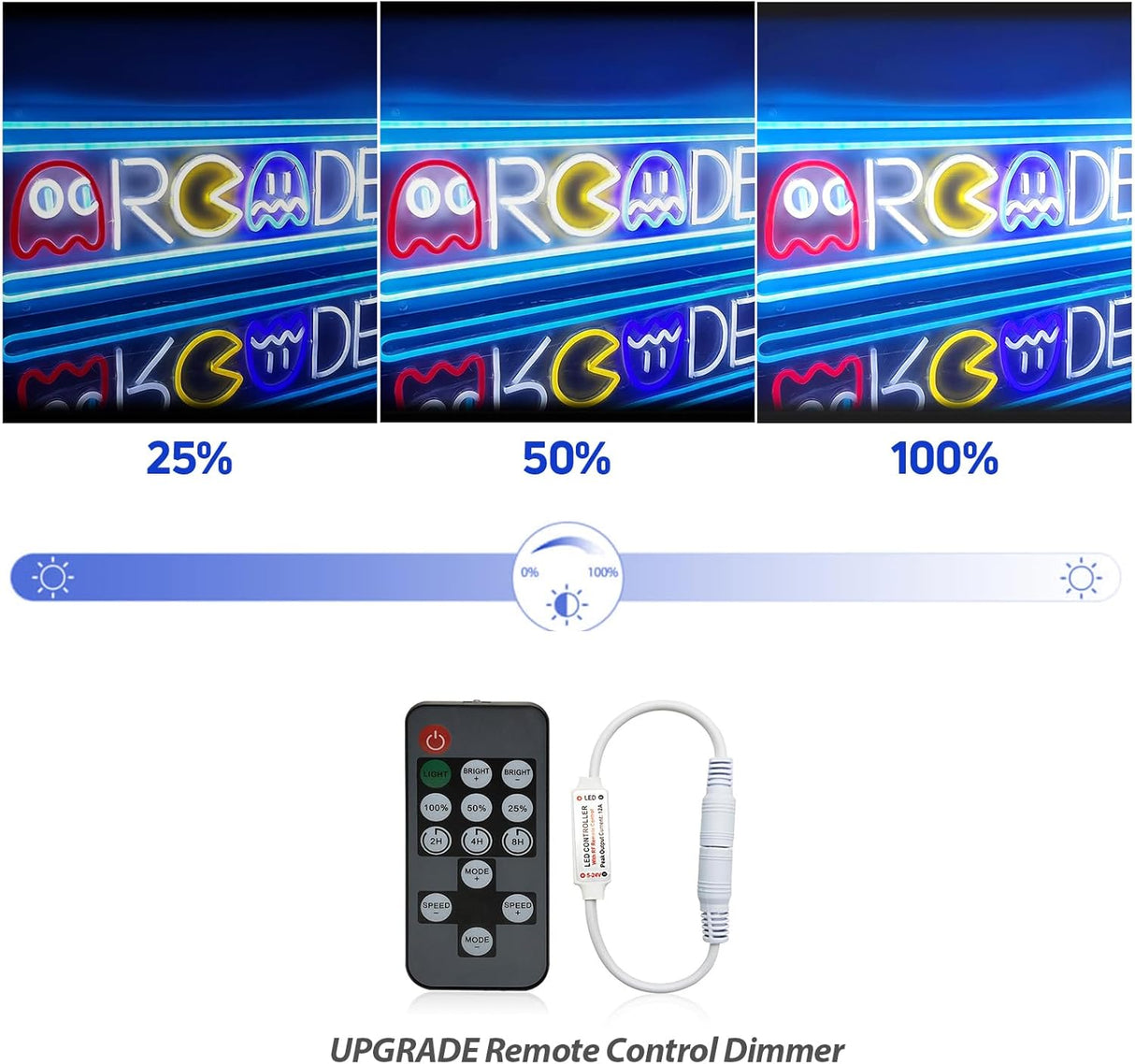 Ugrade Retro Game Ghost Arcade LED Neon Light Sign, Handmade Aesthetic Arcade Night Lamp for Game Room