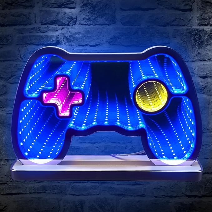 Game Neon Sign Mirror, Powered by USB (10.24X6.8 inch), Game Controller Neon Sign for Gamers