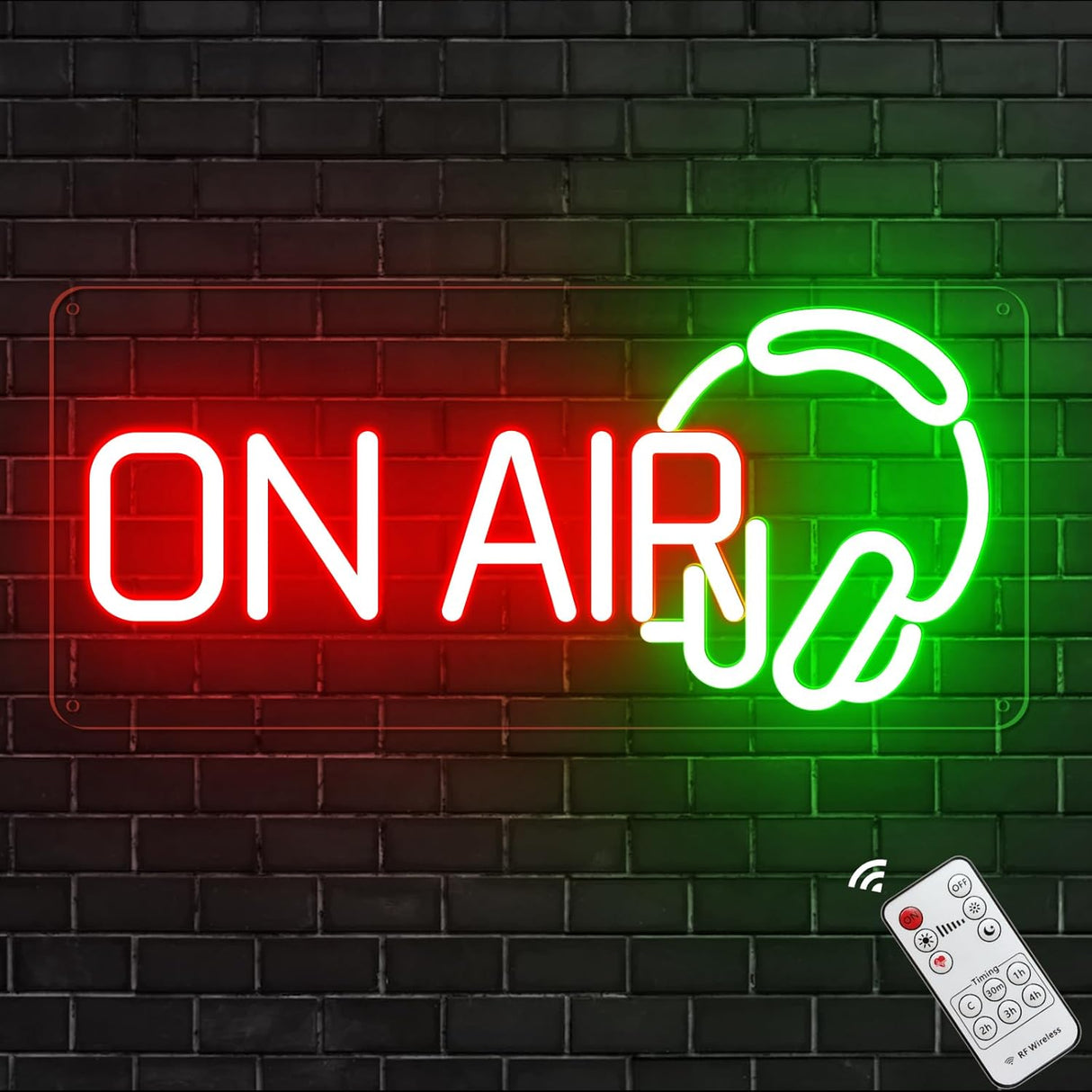 Red Green Recording Headset LED Neon Light for Live Room, USB Powered for Twitch