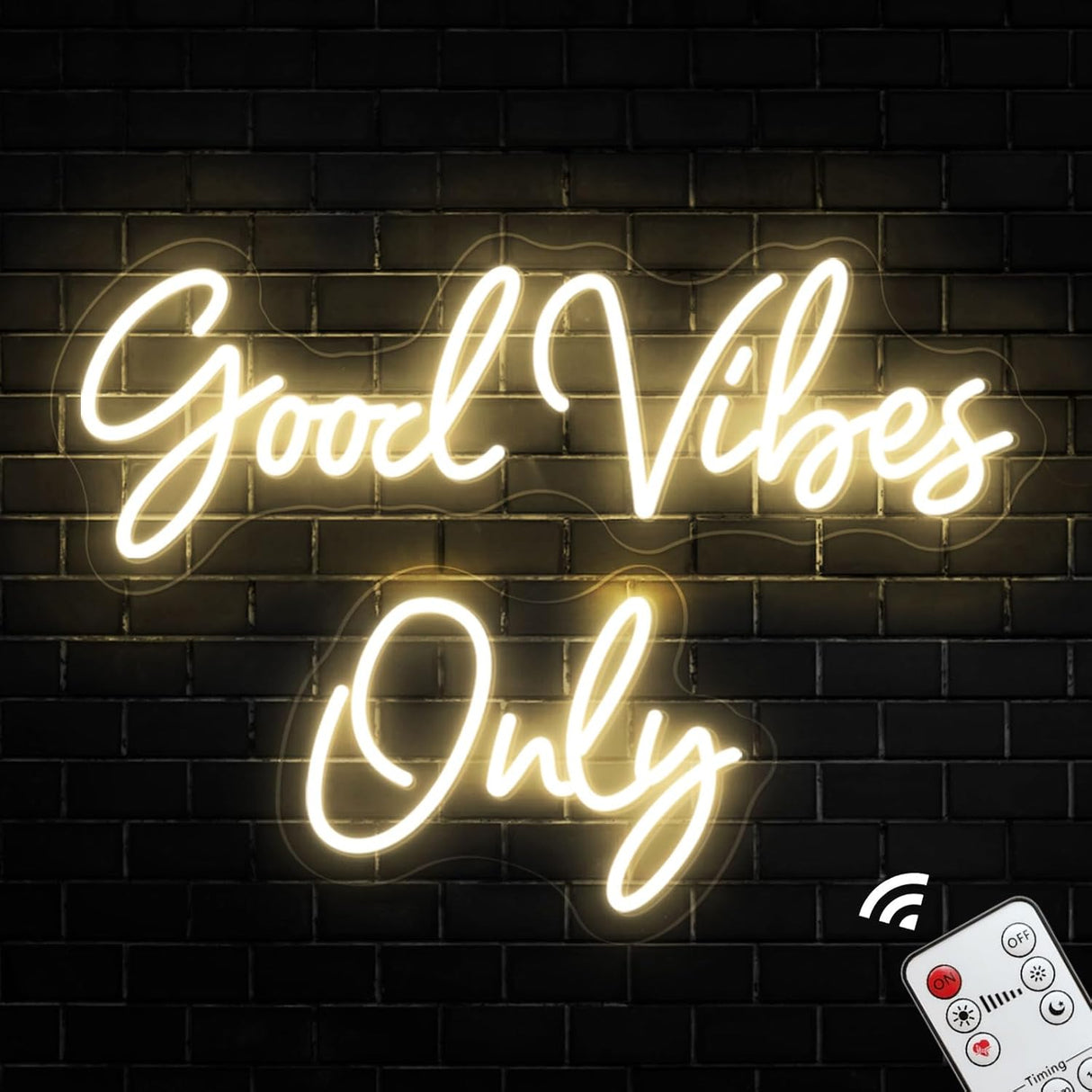 Good Vibes Only Neon Sign, Warm White Handmade DIY Placement Good vibes Led