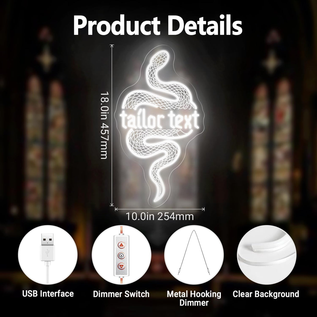 Custom Coiled Python LED Wall Art with Engraving, Shatterproof USB-Powered Neon Light for Bedroom,