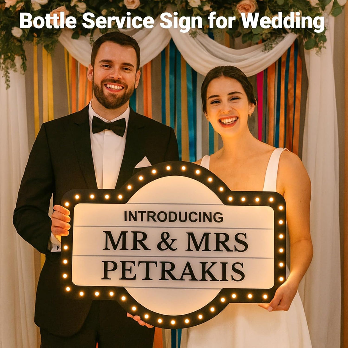 Large Wedding Bottle Service Sign, Personalized Wedding Entrance Props Led Marquee