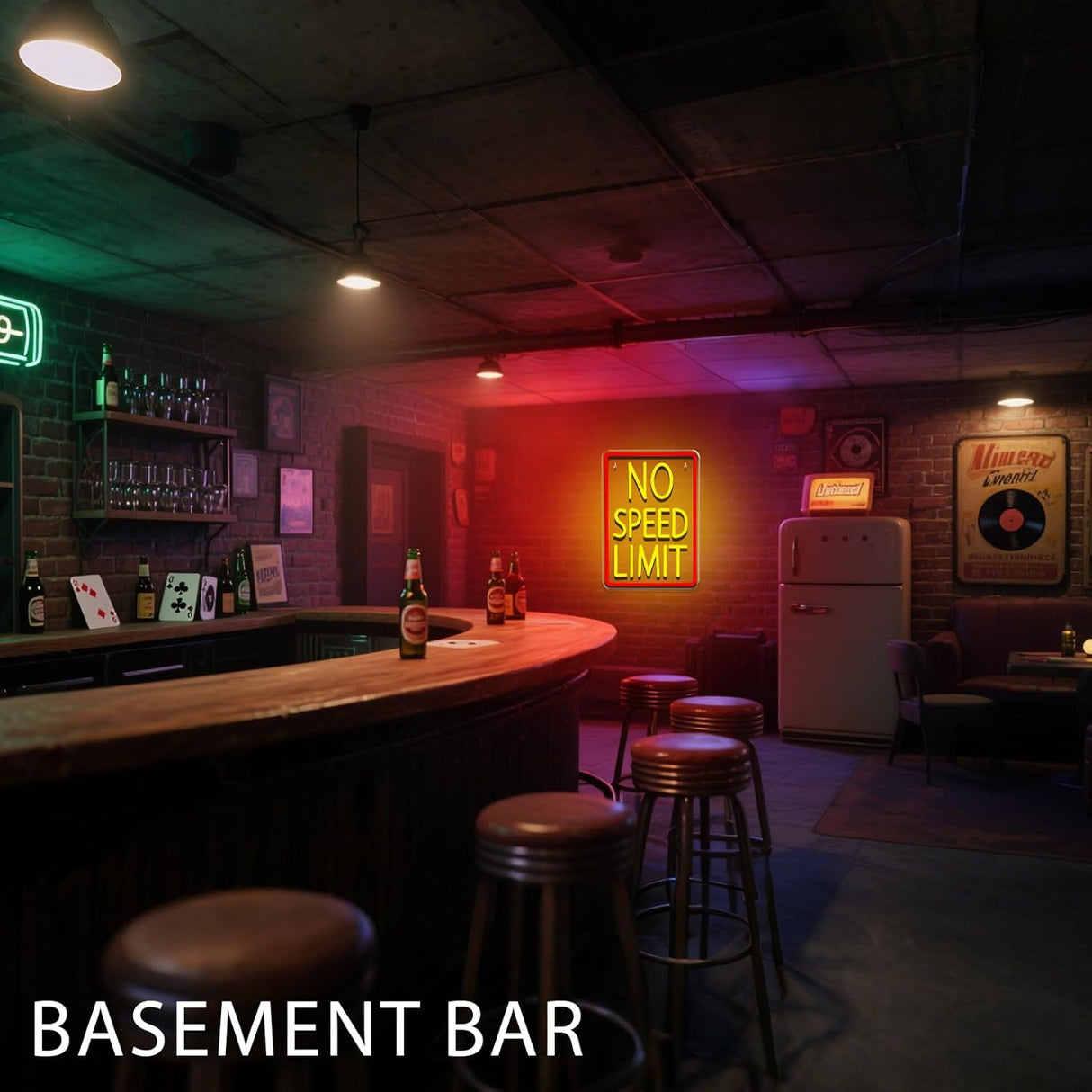 No Speed Limit Neon Sign for Wall Decor, Dimmable Speed Limit Sign in Red Yellow LED Neon