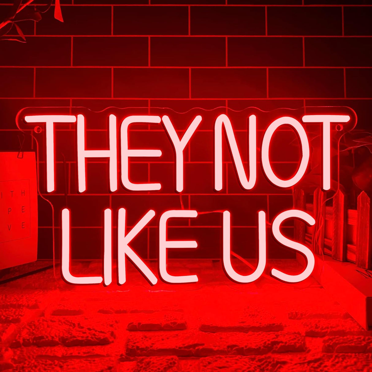 They Not Like US Neon Sign, Dimmable LED Music Neon Signs for Wall Decor,