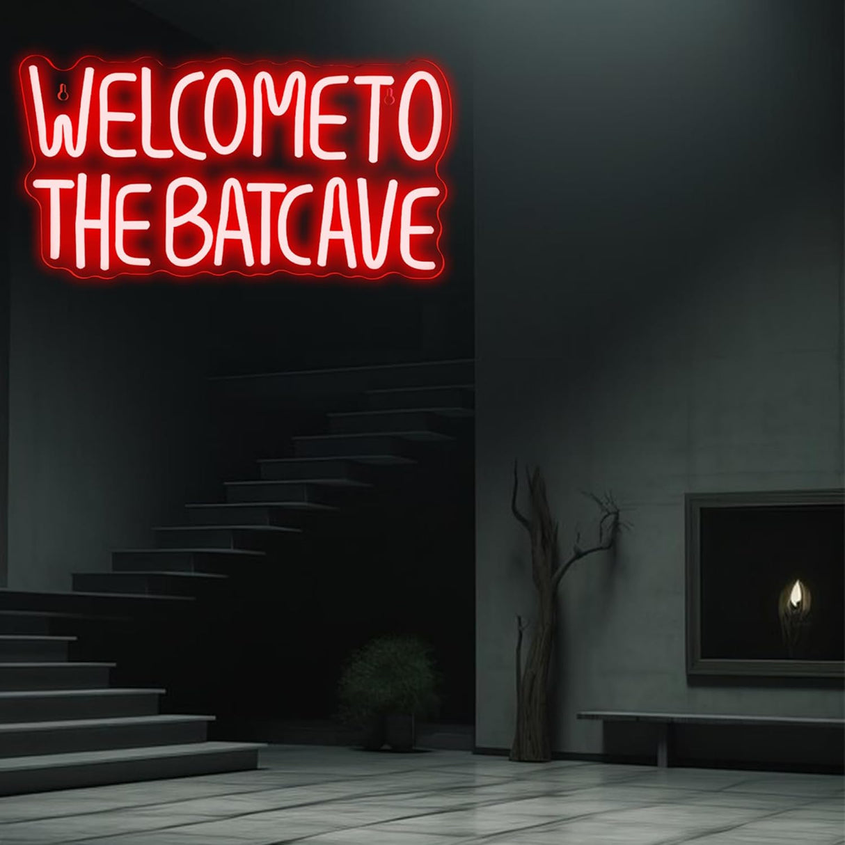 Halloween Bat Neon Signs Welcome to the Batcave Neon Signs for Wall Decor, Dimmable