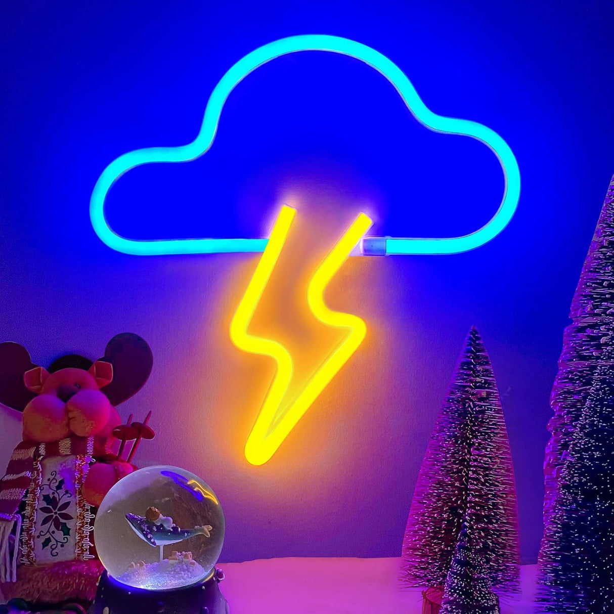 Neon Sign LED Cloud Lightning Neon Signs for Wall Decor Hanging Neon Light Battery or USB Powered