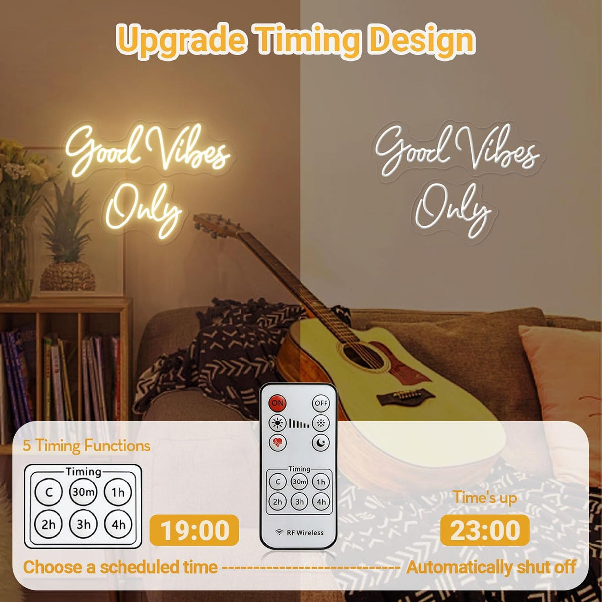 Good Vibes Only Neon Sign, Warm White Handmade DIY Placement Good vibes Led