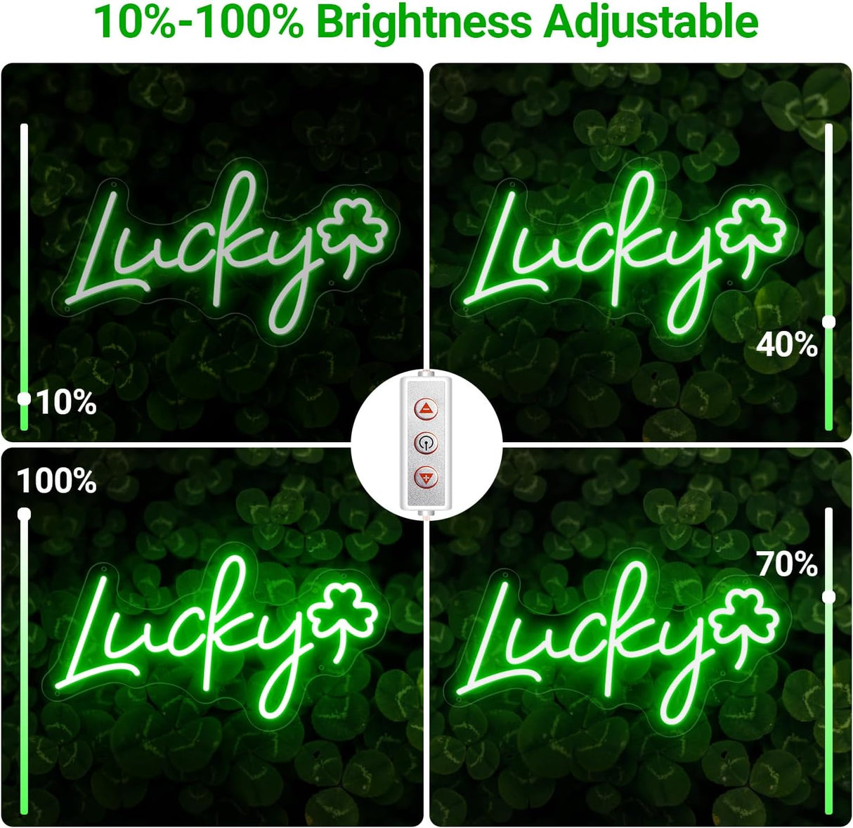 Lucky Shamrock Neon Sign Party Wall Decor LED Sign for St. Patrick's Day Gift, USB Powered