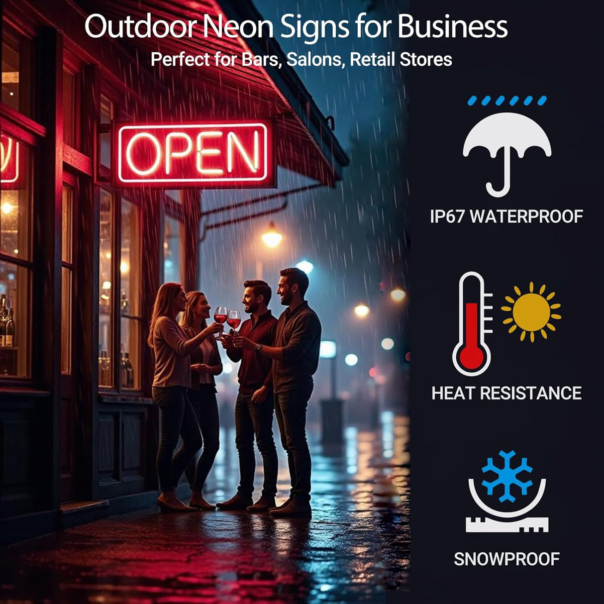 Outdoor Waterproof Neon Sign for Business, Professional Large Custom Outdoor Led Sign with Remote