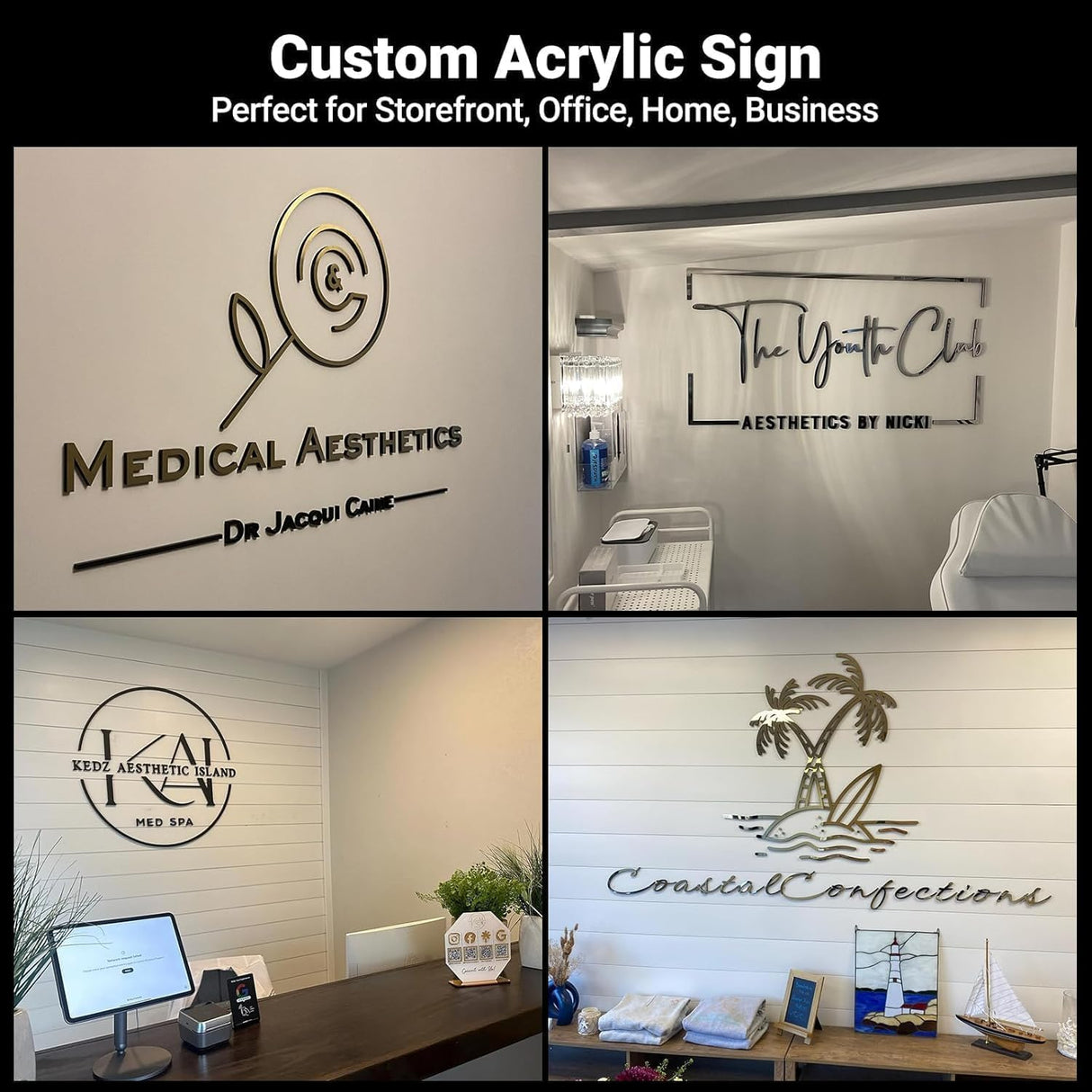 Handmade Professional 3D Laser Cut Custom Acrylic Sign Personalized for Wall, Salon Office Company