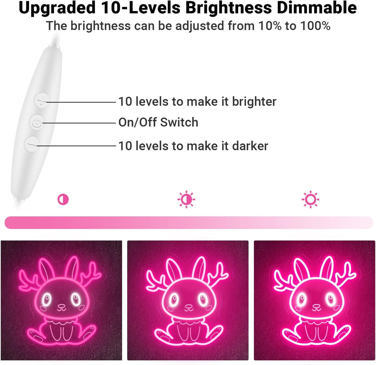 Jackalope Neon Sign, Cute Pink Smiling Jackalope LED Wall Decor for Bedroom Girls Room, 12x11 Inch USB