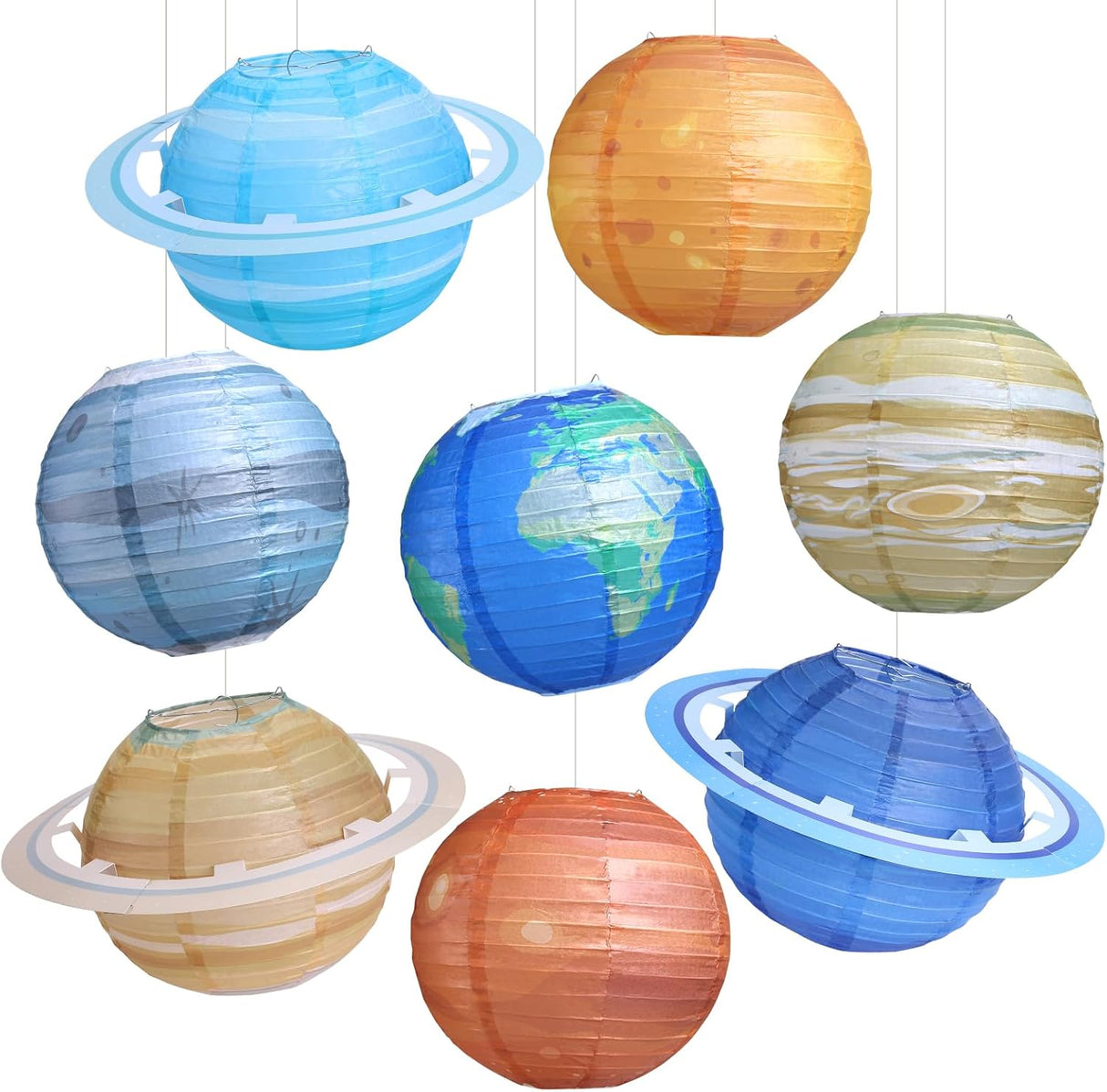 8 pcs Planet Paper Lanterns,10 inch Outer Space Party Decorations, Solar System