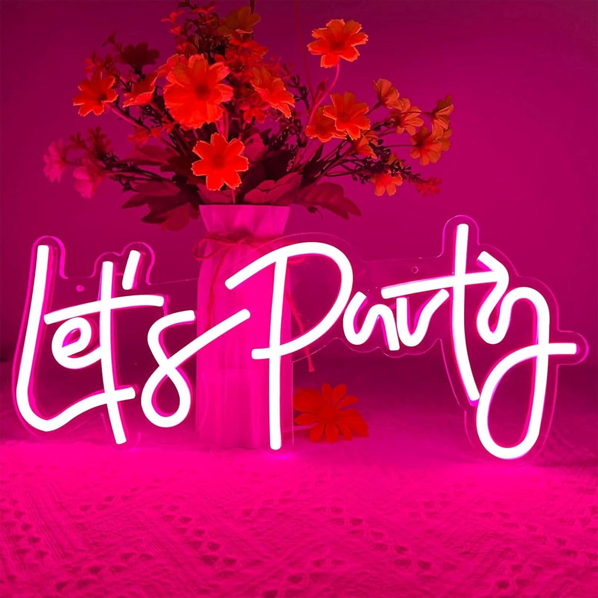 Let's Party Neon Sign, LED Neon Lights for Bedroom Wall Decor, Art Decorative Lights