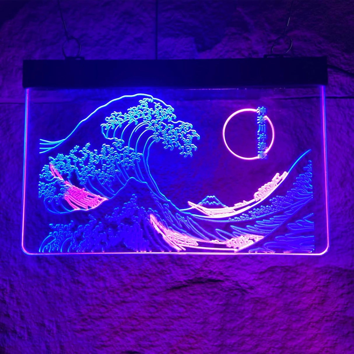 The Great Wave Off Kanagawa Neon Sign for Wall Decor, Handmade Japanese Wave LED Sign