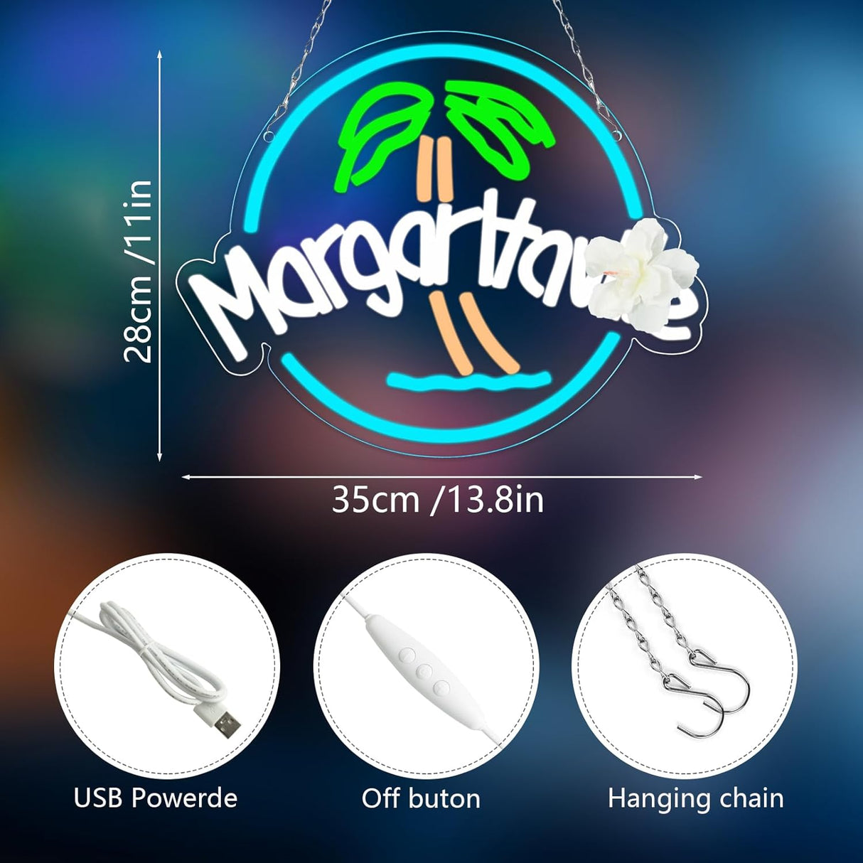 Beer Neon Signs for Wall Decor Mar.garitaville Coconut Tree Neon Lights for Bedroom