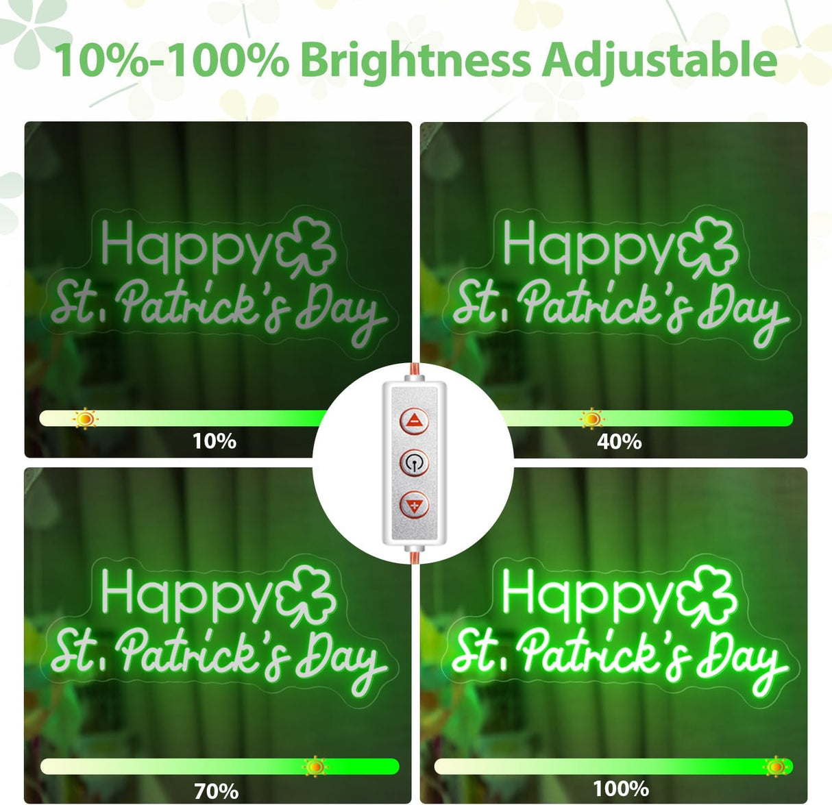 Happy St. Patrick's Day Shamrock Neon Sign Party Wall Decor LED Sign for St