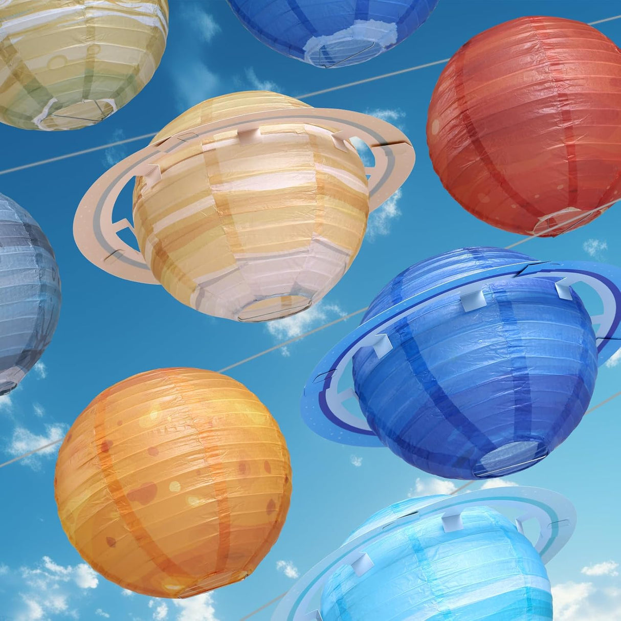 8 pcs Planet Paper Lanterns,10 inch Outer Space Party Decorations, Solar System